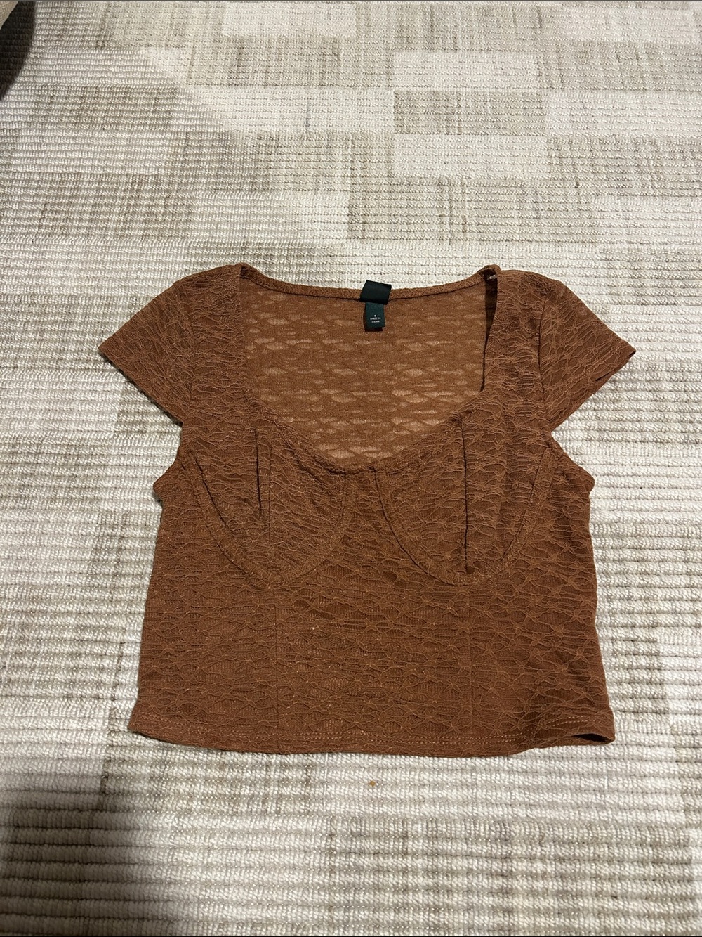 wild fable Rust Brown Lace Cropped Bustier Tee